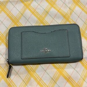 Coach Teal Leather Zip Wallet